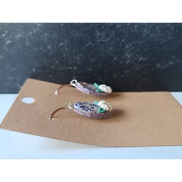 Polymer Clay Floral Dangling Earrings New - Picture 4 of 10